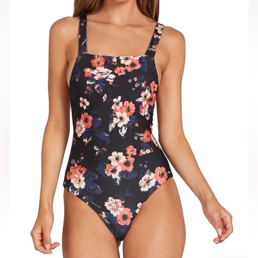 Volcom Women Leaf It Be Reversible Floral & Snakeskin Print‎ Swimsuit Large NWT